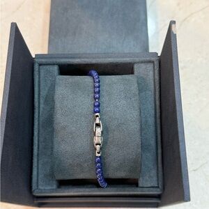 David Yurman Spiritual Beads Bracelet Lapis Lazuli + Sterling Silver 4mm, Size L